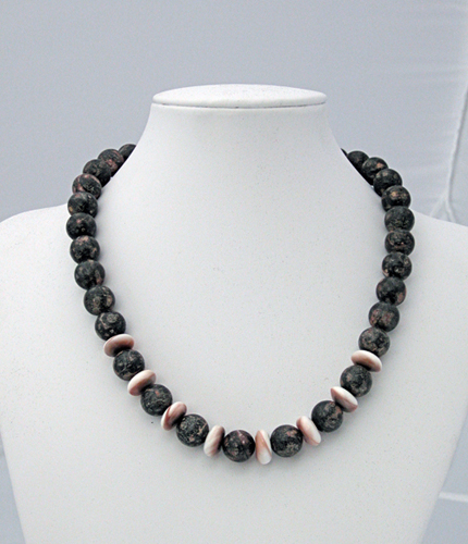 Leopard skin agate and shiva eye shell