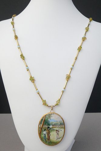 Hand painted china-golfers pendant